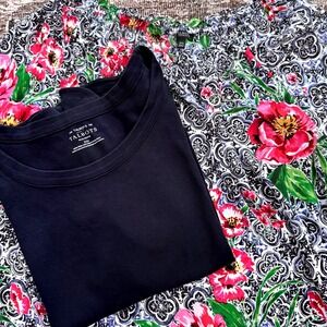 Talbots Plus Petite 2XP Bundle Lot 2 Navy Tee + Boho Floral Paisley Blouse
